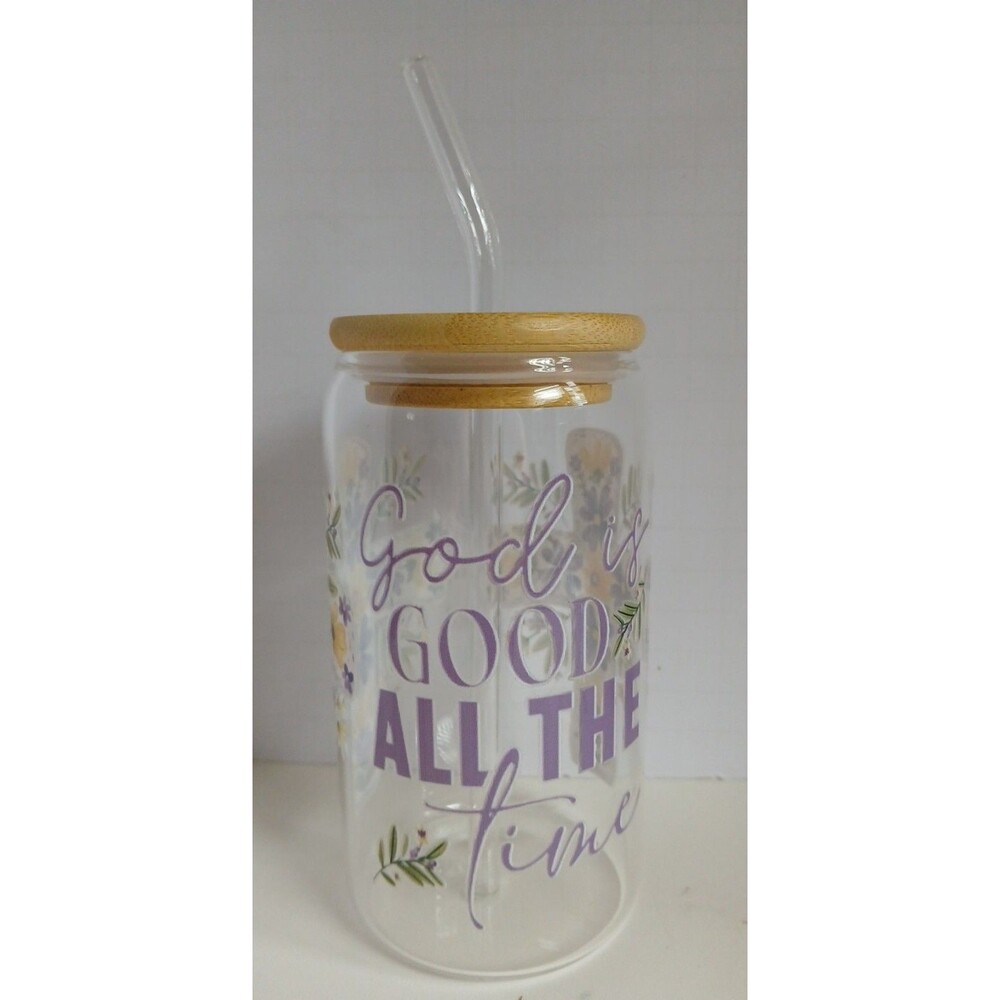 God is Good All the Time 16oz glass tumbler